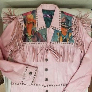 Pink Fringe:   Leather Jacket